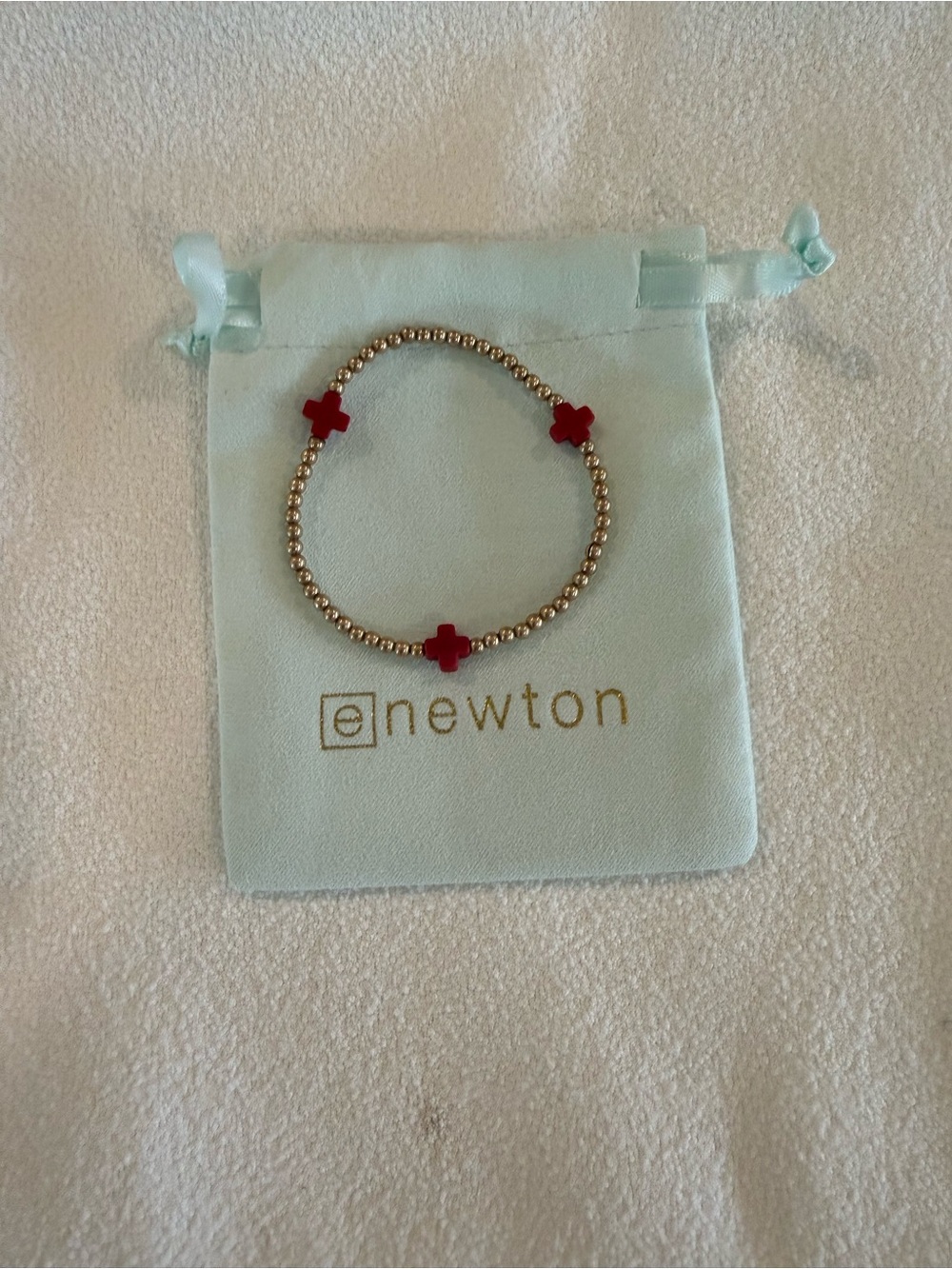 Enewton Gold Beaded Bracelet with Red Cross Accents